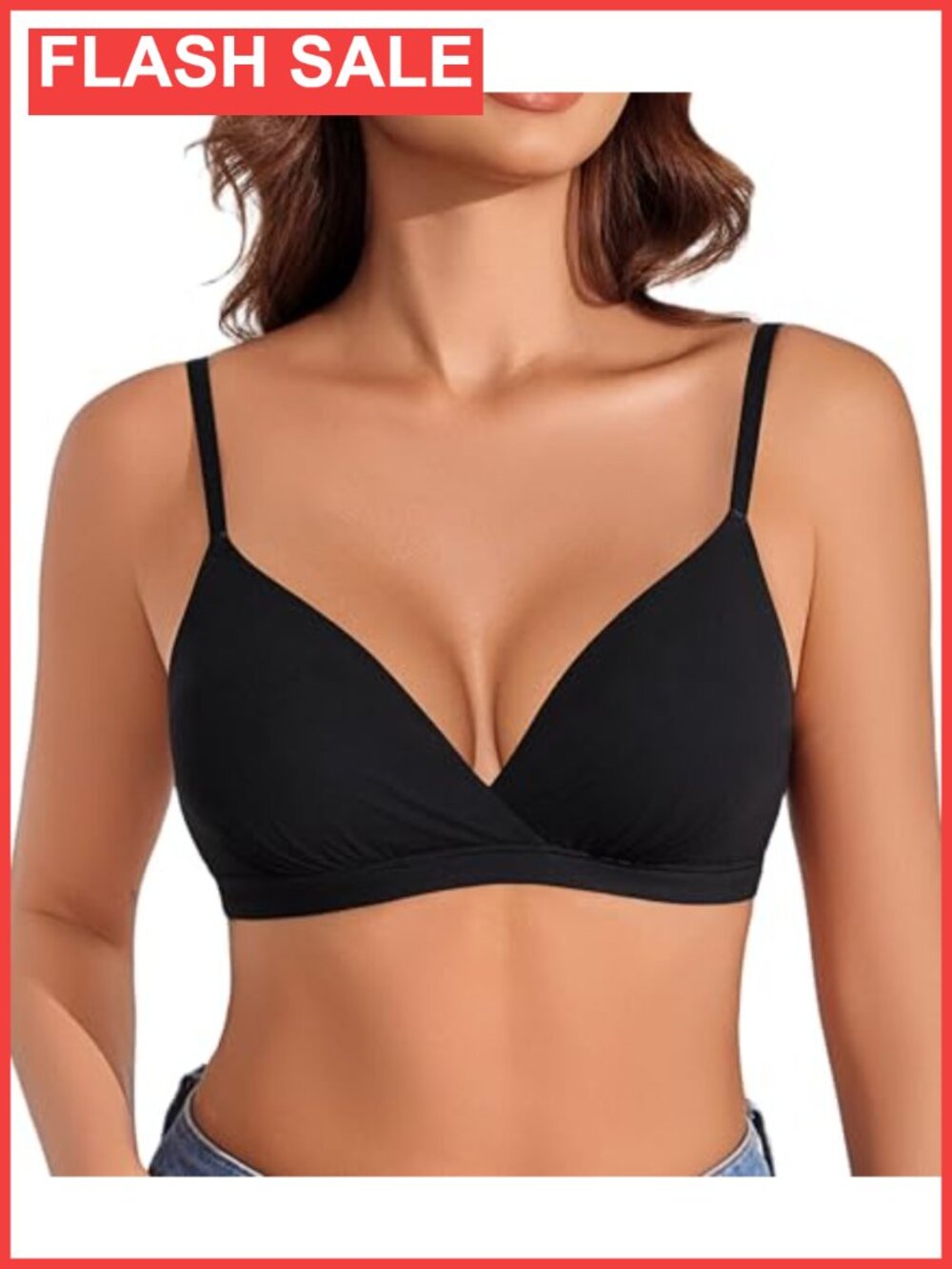 Wireless Triangle Bralette Plunge Unlined Comfort Bra
